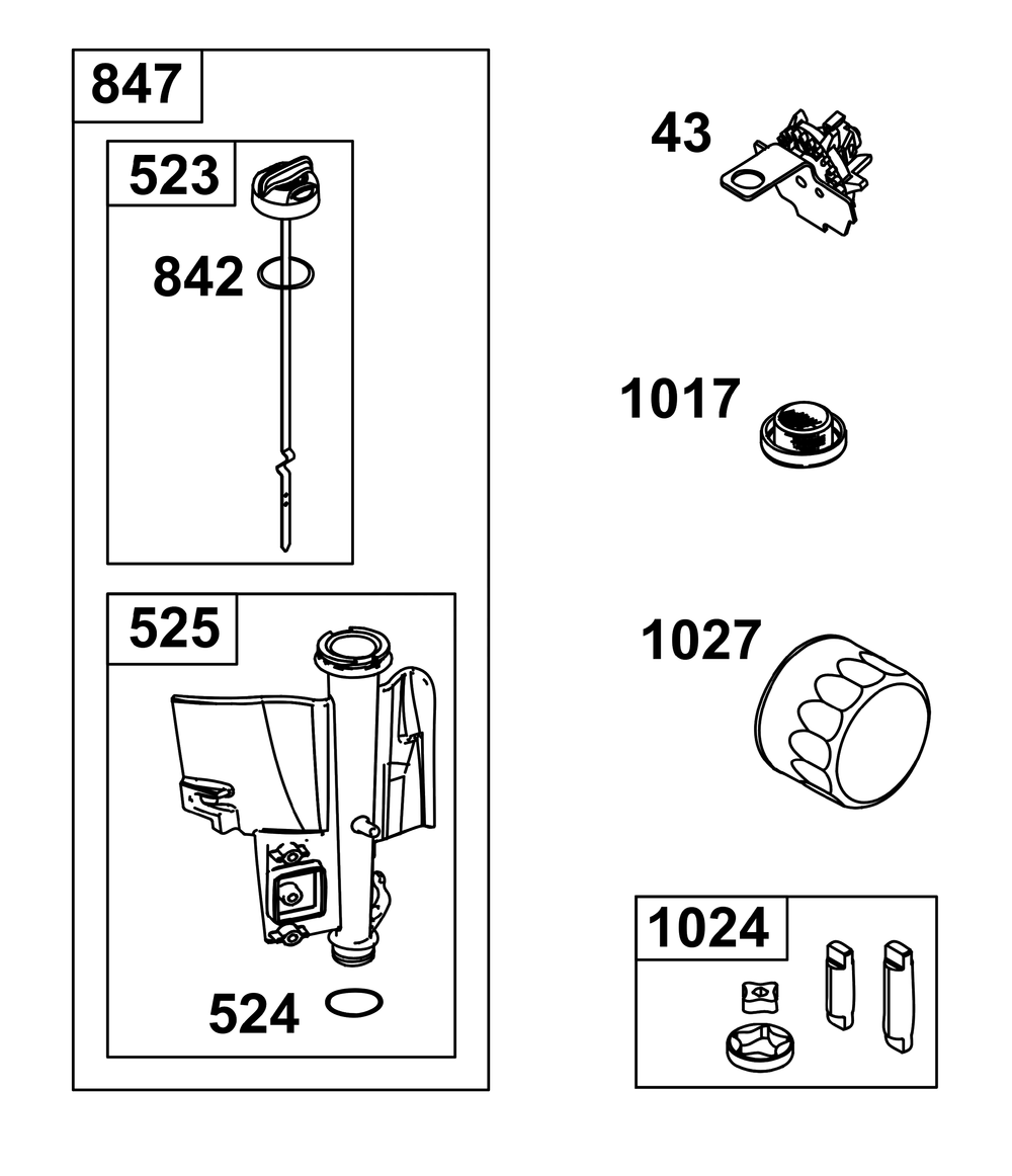 Lubrication Group Diagram and Parts List for 31S977-0008-B5 200000 - 399999 Briggs and Stratton Engine